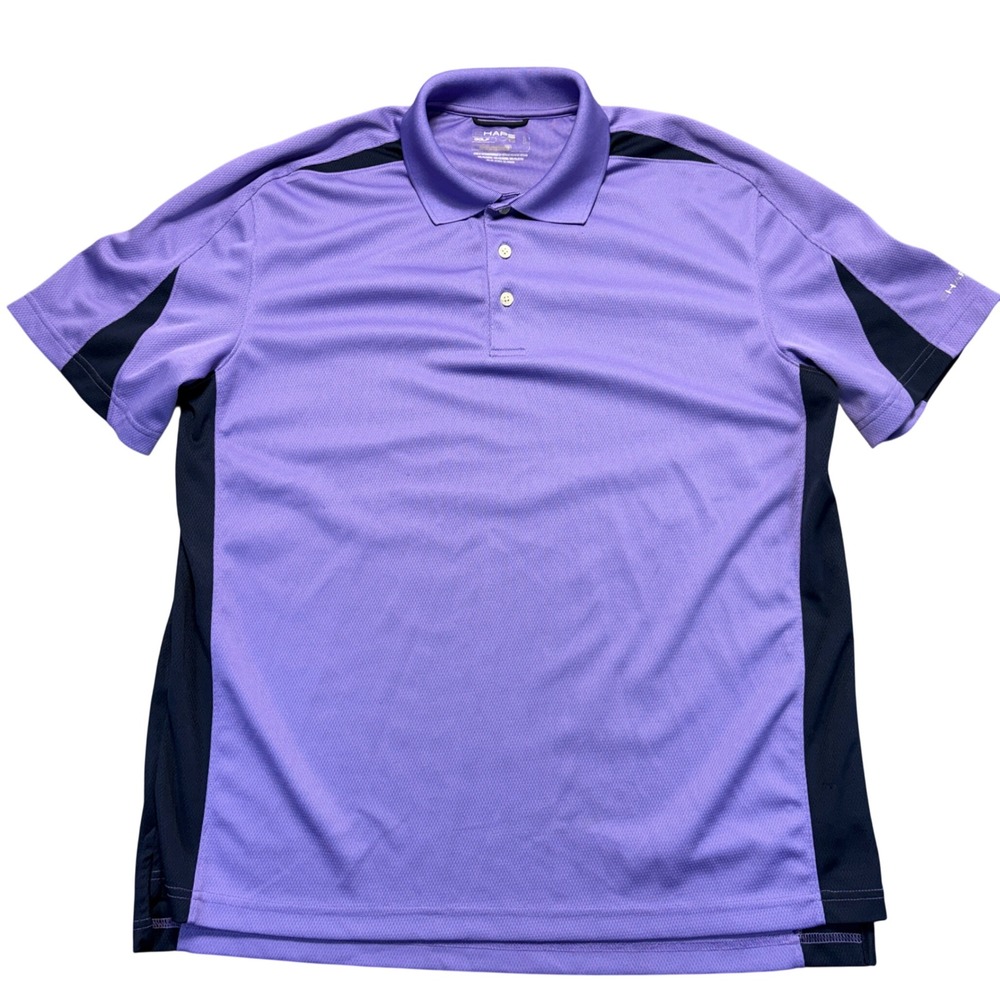Chaps Golf Mens Large Purple Black Colorblock Performance Polo Shirt
